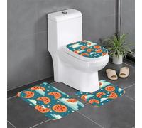 HJFCZH Lot de 3 tapis de salle de bain antidérapants motif pizza in the Sky - Tapis de contour, ovale et rectangulaire pour toilettes, coiffeuse et toilettes