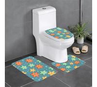 HJFCZH Lot de 3 tapis de salle de bain antidérapants pour toilettes, meuble-lavabo et toilettes, faciles à nettoyer, motif étoiles de mer mignonnes (61 x 40,6 cm)