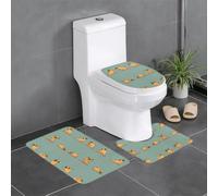 HJFCZH Lot de 3 tapis de salle de bain en peluche à poils longs pour plus de confort et de style - Couches de sol antidérapantes et absorbantes - Motif carlin de yoga 61 x 40,6 cm