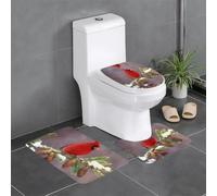 HJFCZH Lot de 3 tapis de salle de bain en peluche absorbant et antidérapant avec imprimé oiseau rouge sur une branche, 61 x 40,6 cm