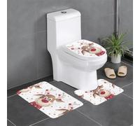 HJFCZH Lot de 3 tapis de salle de bain en peluche absorbant et antidérapant Motif renne de Noël 61 x 40,6 cm