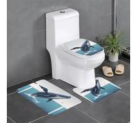 HJFCZH Lot de 3 tapis de salle de bain imprimés baleines océaniques du Pacifique - Tapis de sol antidérapant (61 x 40,6 cm) pour toilettes, meuble-lavabo et toilettes, facile à nettoyer