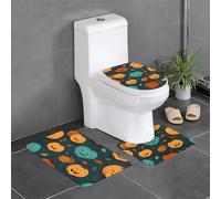 HJFCZH Lot de 3 tapis de salle de bain imprimés citrouille d'Halloween - Tapis de sol antidérapant (61 x 40,6 cm) pour toilettes, meuble-lavabo et toilettes - Facile à nettoyer