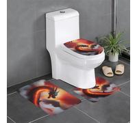 HJFCZH Lot de 3 tapis de salle de bain imprimés Dragon On Volcano - Tapis de sol antidérapant (61 x 40,6 cm) pour toilettes, meuble-lavabo et toilettes - Facile à nettoyer