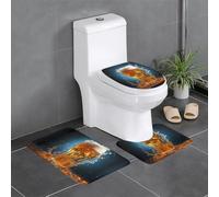 HJFCZH Lot de 3 tapis de salle de bain imprimés en mousse de bière - Tapis de sol antidérapant (61 x 40,6 cm) pour toilettes, meuble-lavabo et toilettes - Facile à nettoyer