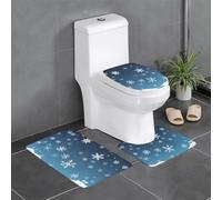 HJFCZH Lot de 3 tapis de salle de bain imprimés flocons de neige - Tapis de sol antidérapant (61 x 40,6 cm) pour toilettes, meuble-lavabo et toilettes, facile à nettoyer