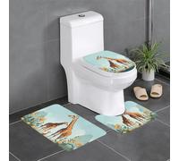 HJFCZH Lot de 3 tapis de salle de bain imprimés girafe maman et bébé - Tapis de sol antidérapant (61 x 40,6 cm) pour toilettes, coiffeuse et toilettes - Facile à nettoyer