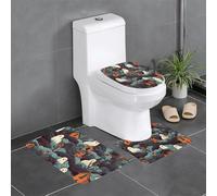 HJFCZH Lot de 3 tapis de salle de bain imprimés hantés d'Halloween - Tapis de sol antidérapant (61 x 40,6 cm) pour toilettes, meuble-lavabo et toilettes, facile à nettoyer