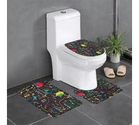 HJFCZH Lot de 3 tapis de salle de bain imprimés mathématiques 61 x 40,6 cm - Tapis en polyester bien conçu pour un confort et une adhérence améliorés