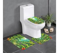 HJFCZH Lot de 3 tapis de salle de bain imprimés scène tropicale de jungle tropicale - Tapis de sol antidérapant (61 x 40,6 cm) pour toilettes, meuble-lavabo et toilettes, facile à nettoyer