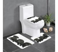 HJFCZH Lot de 3 tapis de salle de bain ultra doux et absorbants pour plus de confort et de style avec imprimé carlin noir, 61 x 40,6 cm