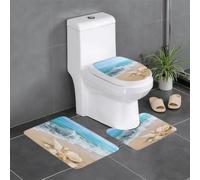 HJFCZH Lot de 3 tapis de salle de bain ultra doux et absorbants pour plus de confort et de style avec motifs de coquillages et étoiles de mer, 61 x 40,6 cm