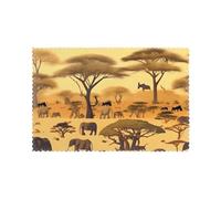 Hjfczh Lot de 6 sets de table à manger à motif d'animaux de prairie africaine 30,5 x 45,7 cm pour Noël, Halloween et une utilisation quotidienne
