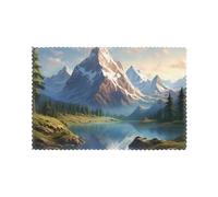 Hjfczh Lot de 6 sets de table à manger motif montagne et lac 30,5 x 45,7 cm pour Noël, Halloween et une utilisation quotidienne