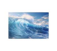 Hjfczh Lot de 6 sets de table bleus à motif vagues de l'océan pour table de salle à manger, 30,5 x 45,7 cm pour Noël, Halloween et une utilisation quotidienne