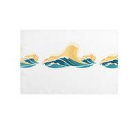 HJFCZH Lot de 6 sets de table enroulés motif vagues de dessin animé pour table de salle à manger pour la maison et les banquets, faciles à nettoyer à température ambiante pour une utilisation durable