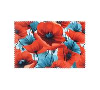 HJFCZH Lot de 6 sets de table pour table de salle à manger Motif coquelicots et pétales de fleurs vives Facile à nettoyer à température ambiante pour une utilisation durable