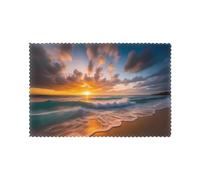 HJFCZH Lot de 6 sets de table pour table de salle à manger Motif plage Maui Hawaï coucher de soleil vagues nuages Facile à nettoyer à température ambiante pour une utilisation durable