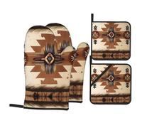 HJFCZH Native American Patterns Lot de 4 housses de cuisine imperméables pour une cuisson sûre et un nettoyage facile