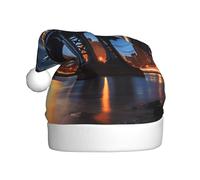 HJFCZH New York Manhattan Bridge Night Prints Chapeau de Noël pour adulte pour Noël, Halloween, Nouvel An, soldes, promotions