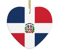 HJFCZH Pendentif de Noël en céramique avec impression République dominicaine - Décoration d'intérieur - Cadeau de festival