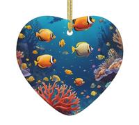 HJFCZH Pendentif en céramique pour sapin de Noël avec image du monde sous-marin Corail conçu spécifiquement pour les vacances 7,9 x 7,9 cm