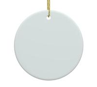 HJFCZH Pendentif rond en céramique à suspendre en forme de sapin de Noël blanc ciré - 7,4 cm - Équipé d'un cordon en fil doré durable