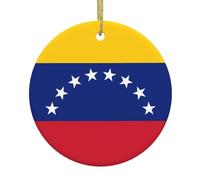HJFCZH Pendentif rond en céramique avec drapeau du Venezuela - 7,4 cm - Décorations de vacances