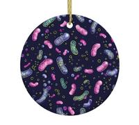 HJFCZH Pendentif rond en céramique avec illustration de bactéries - 7,4 cm - Ajoutez une atmosphère festive aux fêtes de fin d'année