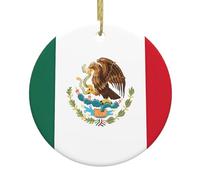 HJFCZH Pendentif rond en céramique avec motif drapeau du Mexique en forme d'arbre de Noël - 7,4 cm Décorations de vacances