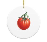 HJFCZH Pendentif rond en céramique avec motif tomates rouges - 7,4 cm - Ajoutez une atmosphère festive aux fêtes de fin d'année