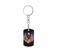 HJFCZH Porte-clés rectangulaire en métal avec drapeau américain aigle