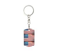 HJFCZH Porte-clés rectangulaire en métal avec drapeau américain vintage