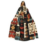 HJFCZH Primitive Totem Cape à capuche pour adulte avec nœud papillon, sans fermeture éclair