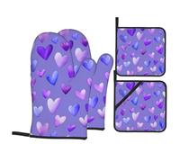 HJFCZH Purple Hearts Lot de 4 maniques isolantes épaisses pour four à micro-ondes, four, barbecue extérieur