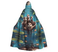 HJFCZH Quatre jolies loutres imprimées Halloween adulte cape à capuche cape à porter pendant Halloween, jeu de rôle