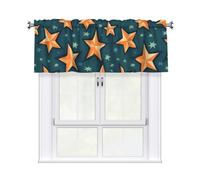 HJFCZH Rideau court à tringle de 137,2 x 45,7 cm Motif étoiles de Shanghai Décoration d'intérieur Doux au toucher Bloque la lumière pour fenêtre de cuisine salle de bain