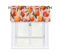 HJFCZH Rideau court à tringle pour fenêtre de cuisine et salle de bain Motif pêches fraîches 137,2 x 45,7 cm