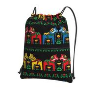 HJFCZH Runner Swedish Dala Horse Sac à dos à fermeture éclair avec cordon de serrage et poche avant - Idéal pour les voyages et le yoga
