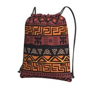 HJFCZH Sac à dos à fermeture éclair avec cordon de serrage en tissu de boue africain, imprimé tribal - Sac de sport léger et résistant à l'eau pour voyage, sport et yoga - Housse pliable durable avec