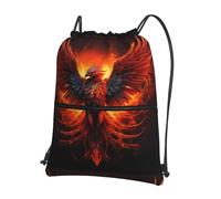 HJFCZH Sac à dos à fermeture éclair avec cordon de serrage et imprimé Phoenix orange rouge - Sac de sport ultra durable et résistant à l'eau pour les voyages et le sport - Housse légère et pliable
