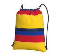 HJFCZH Sac à dos à fermeture éclair avec cordon de serrage imprimé drapeau de la Colombie - Sac de sport léger et imperméable pour voyage, sport et yoga - Housse pliable durable avec poche avant