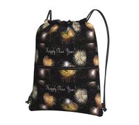 HJFCZH Sac à dos à fermeture éclair avec cordon de serrage imprimé Happy New Year - Sac de sport résistant à l'eau et durable pour les voyages, le sport et les essentiels du quotidien