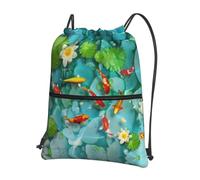 HJFCZH Sac à dos à fermeture éclair avec cordon de serrage - Sac de sport léger et imperméable pour voyage, sport et yoga - Housse pliable durable avec poche avant