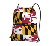 HJFCZH Sac à dos avec cordon de serrage imprimé drapeau du Maryland - Sac à dos léger et sportif pour gym, voyage et yoga - Design durable et résistant à l'eau
