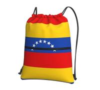 HJFCZH Sac à dos avec cordon de serrage imprimé drapeau du Venezuela - Sac à dos léger et sportif pour gym, voyage et yoga - Design durable et résistant à l'eau