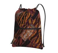 HJFCZH Sac à dos de sport avec cordon de serrage et fermeture éclair de style africain - Résistant à l'eau et durable pour les voyages, le sport et les essentiels du quotidien