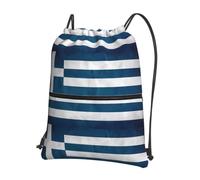 HJFCZH Sac à dos léger avec cordon de serrage imprimé drapeau grec avec poche avant Idéal pour les voyages et le yoga