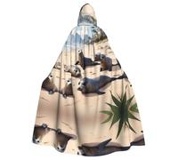 HJFCZH Seals On The Beach Cape à capuche imprimée Halloween pour adulte Super Large