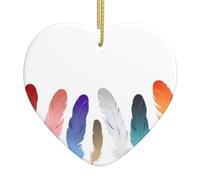 HJFCZH Sept racines plumes colorées impression Noël céramique amour pendentif décoration intérieure festival cadeau